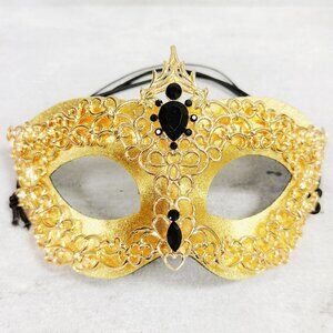 Men's masquerade mask, masquerade ball mask, Gold Gold masquerade Mask, 2 in 1